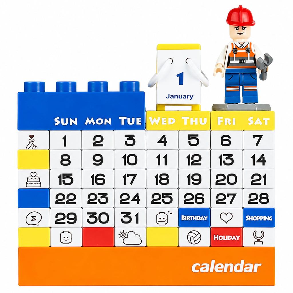 Queen b Perpetual Calendar Desktop Building Blocks Educational Toy ABS Plastic Gift