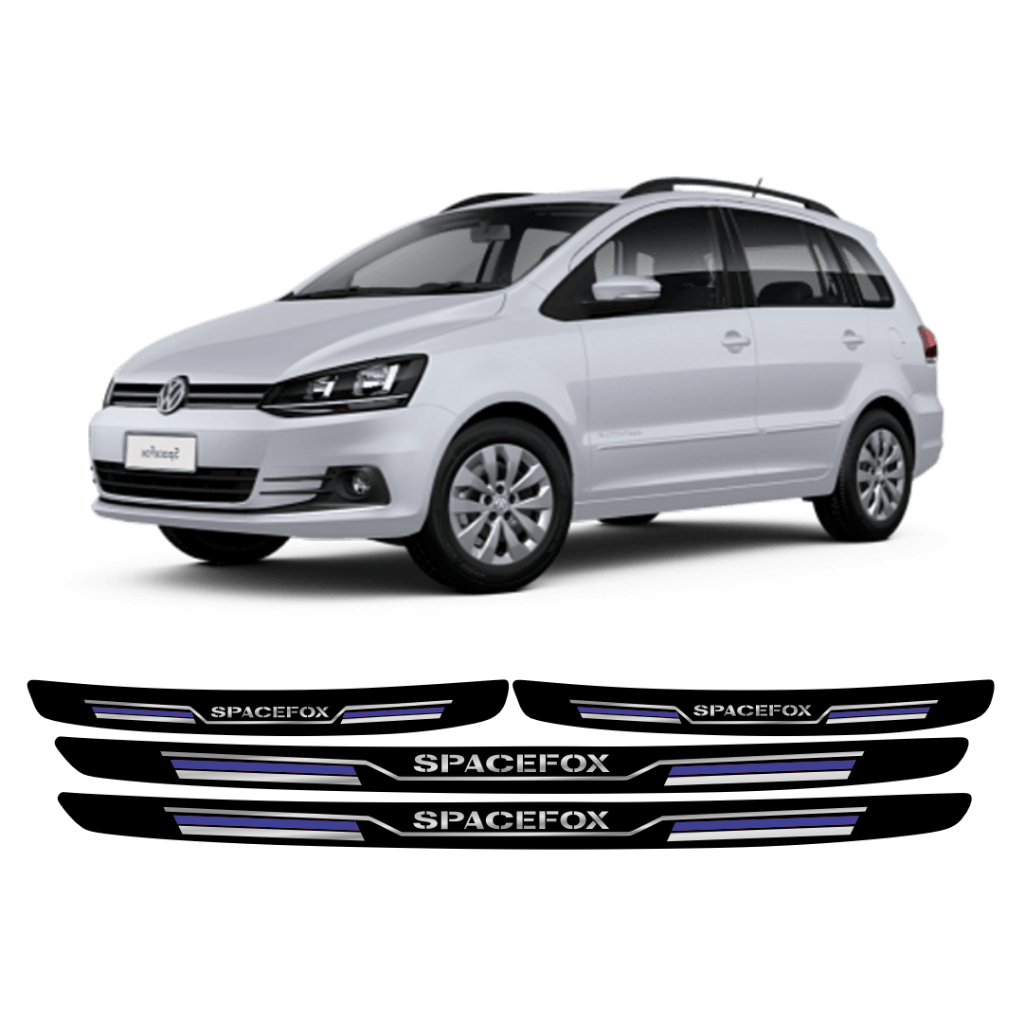Soleira Porta Protetor SPACE FOX 4 Peças Resinada Adesivo SPORT FINA AZUL