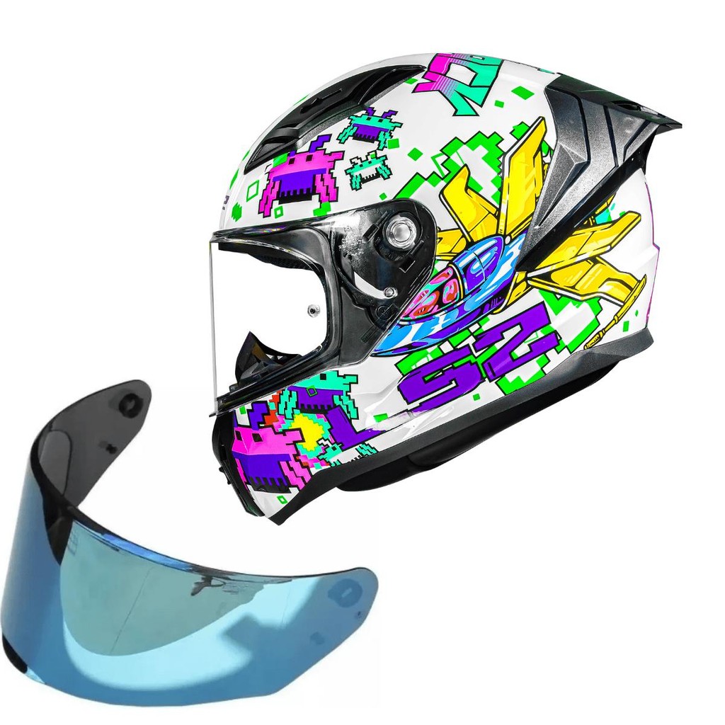 Capacete  Moto Ls2 FF810 Vigo Space Roxo + Viseira Azul
