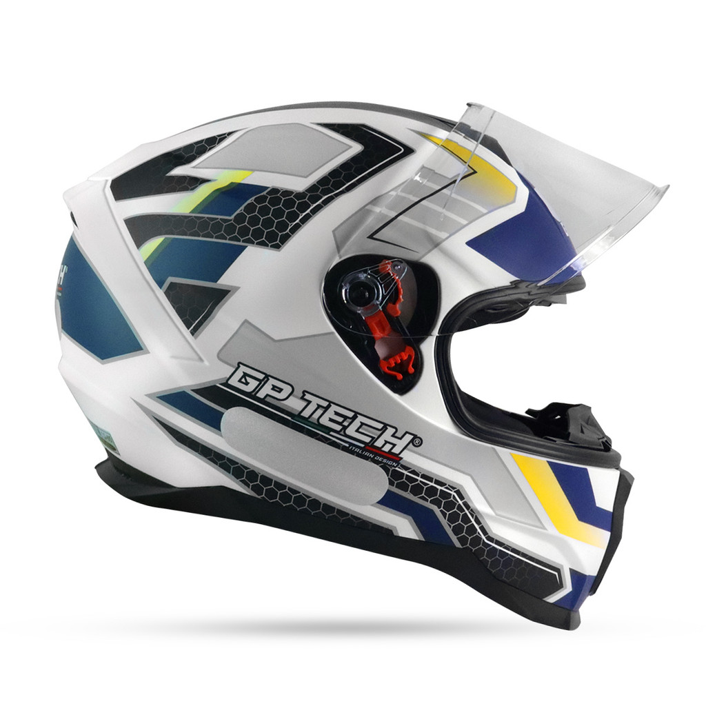 Capacete Gp Tech Ultra Sv Space Branco/Azul/Amarelo Fosco