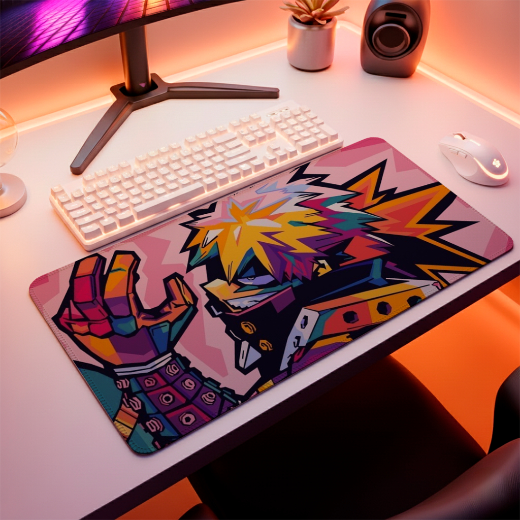 Mouse Pad Gamer Speed Liso Com Base Antiderrapante Com Bordas Costurdas Estampa De Anime RGB Detalhada Varios Tamanhos