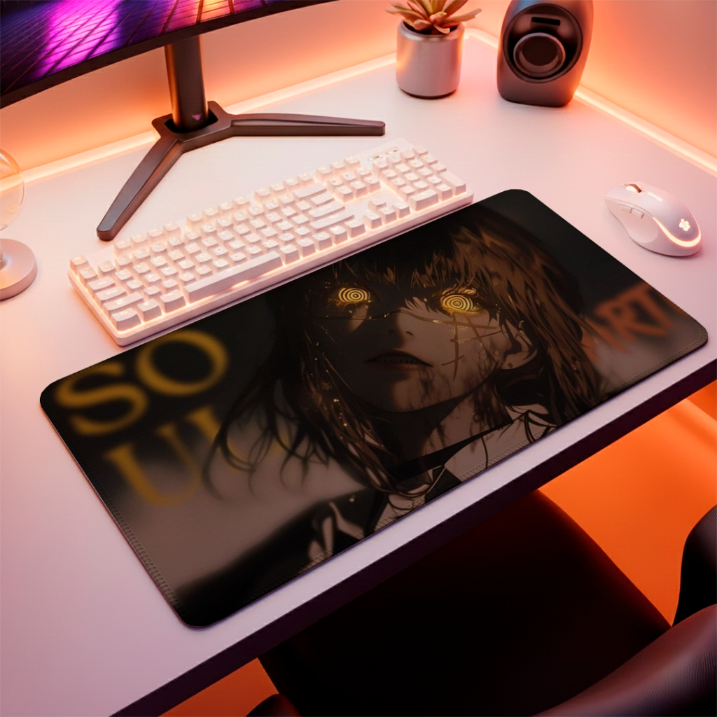 Mouse Pad Gamer Speed Liso Macio Com Bordas Costurdas E Antiderrapante Sem Relevo Com Estampa De Anime RGB TryHard Neon