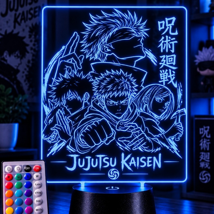 Placa Decorativa LED Anime 3D Personagens Guerreiros RGB Quarto Gamer