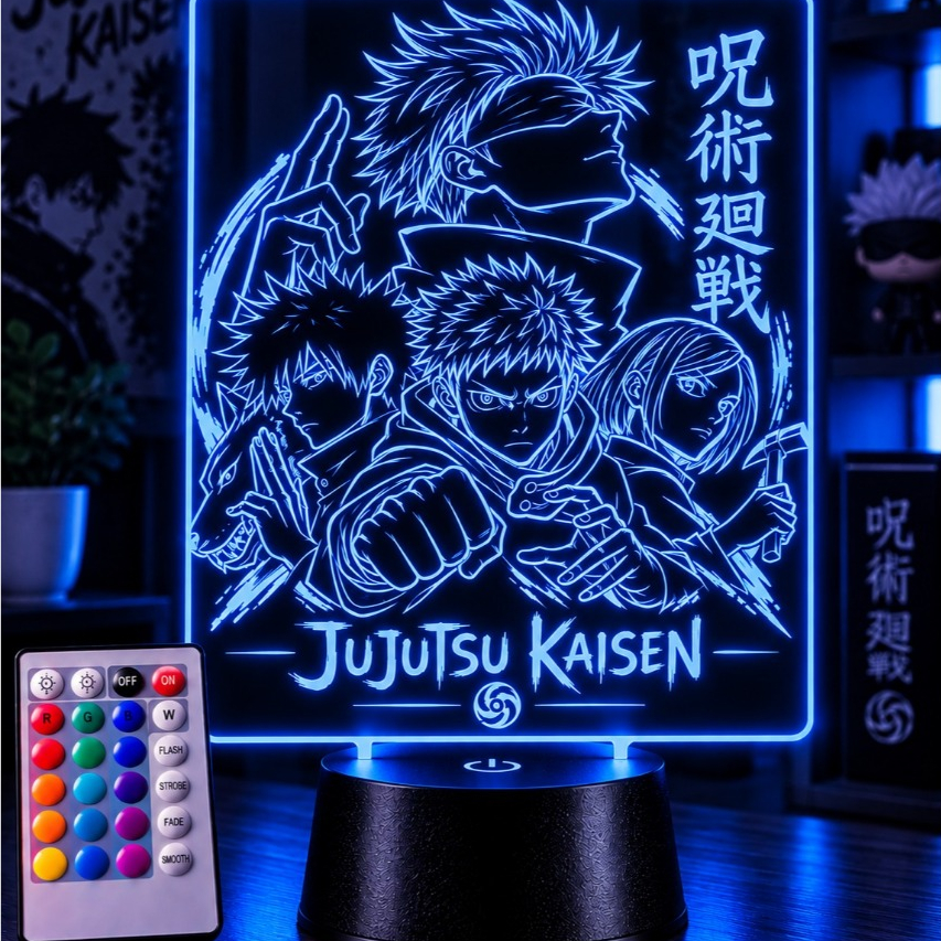 Placa Decorativa LED 3D Geek Anime RGB Controle Remoto Base Preta