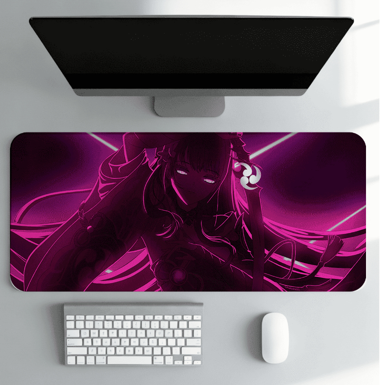 Mouse Pad Gamer Grande Anime Neon Rosa Waiifu Cybeerpunk Deskmat Setup RGB Alta Qualidade