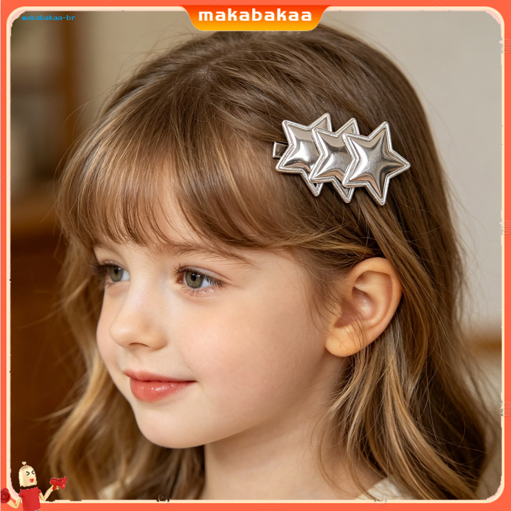 White Blue Star Hairpin for Girls – Faux Leather Non-slip Claw Clip Easy One-handed Operation Stylish Hair Accessory f