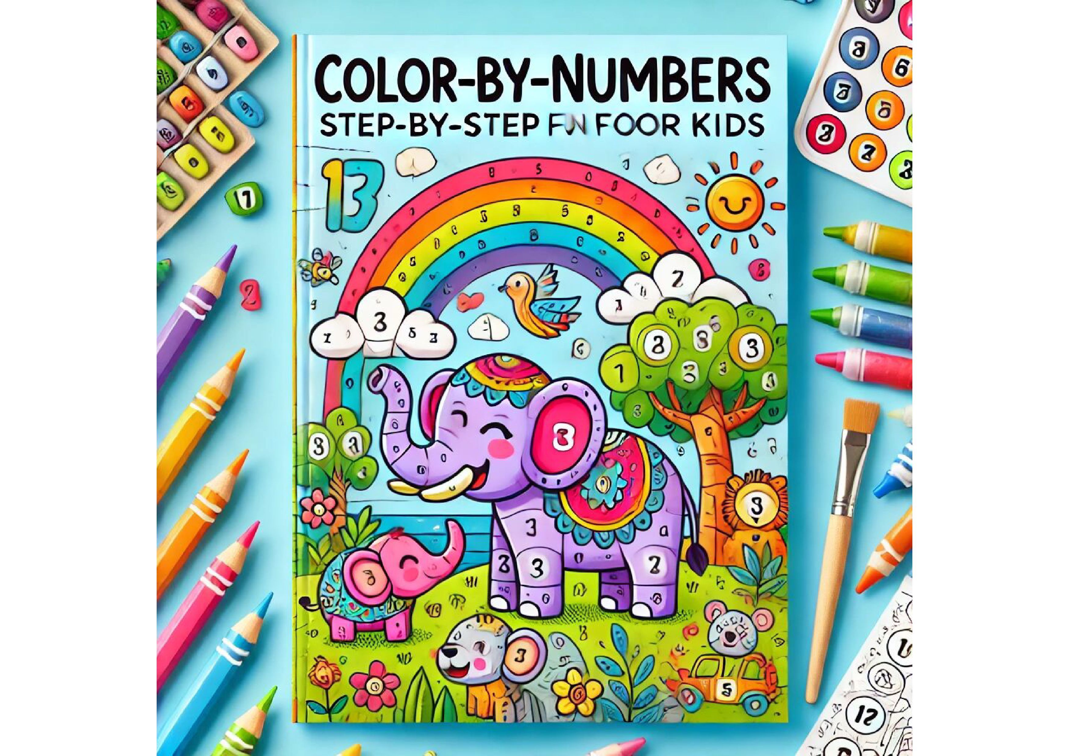 Colorful Fun Color by Number Christmas Coloring Worksheet Set