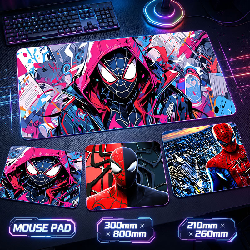 Oversized Urbano Super-Herói Mouse Pad Vibrante Web Raia Peter Parker Milhas Rosa Capuz Graffiti Arte Antiderrapante Bor