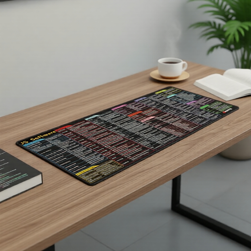 Tapete de mesa para programador XXL com tema Javascript, grande mousepad estendido para estações de trabalho de