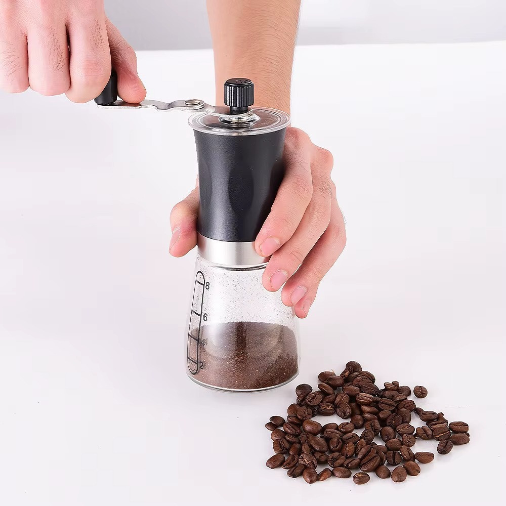 Moedor Clássico para Grãos de Café De Vidro Portátil Italiano Espresso Manual Doméstico