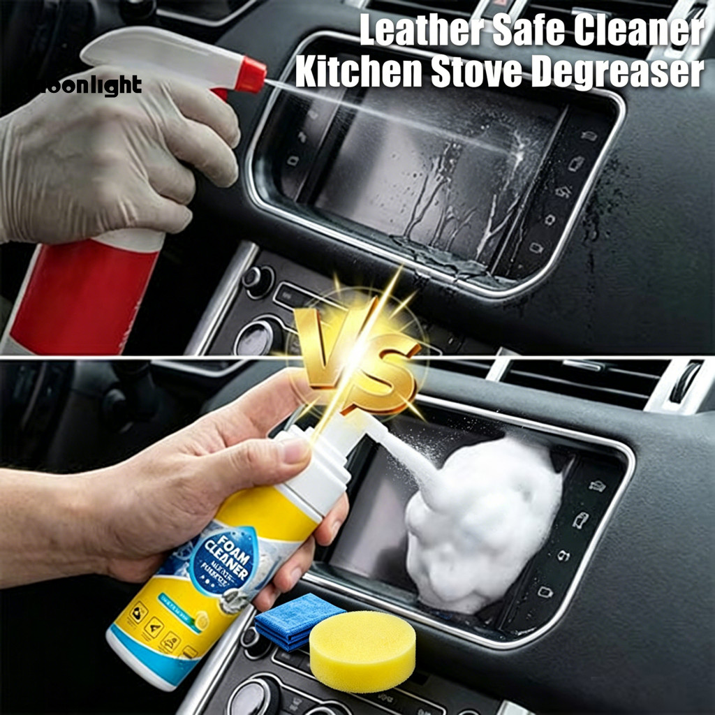 Multifunctional Foam Cleaner Spray with Sponge Towel – Rinse-free for Car Kitchen Grease Bathroom Mildew Fabric Sofa S