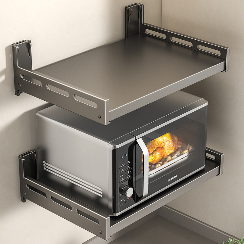 Rack de parede sem perfuração para cozinha de camada dupla de aço inoxidável Rack de parede espessado com suporte de car