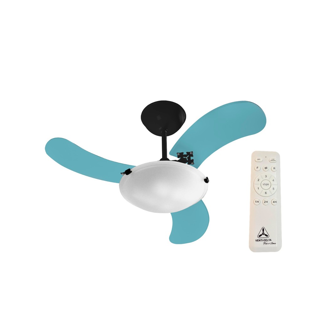 Ventilador de Teto Venti-Delta Inverter Space Preto 3 Pás Azul Bivolt