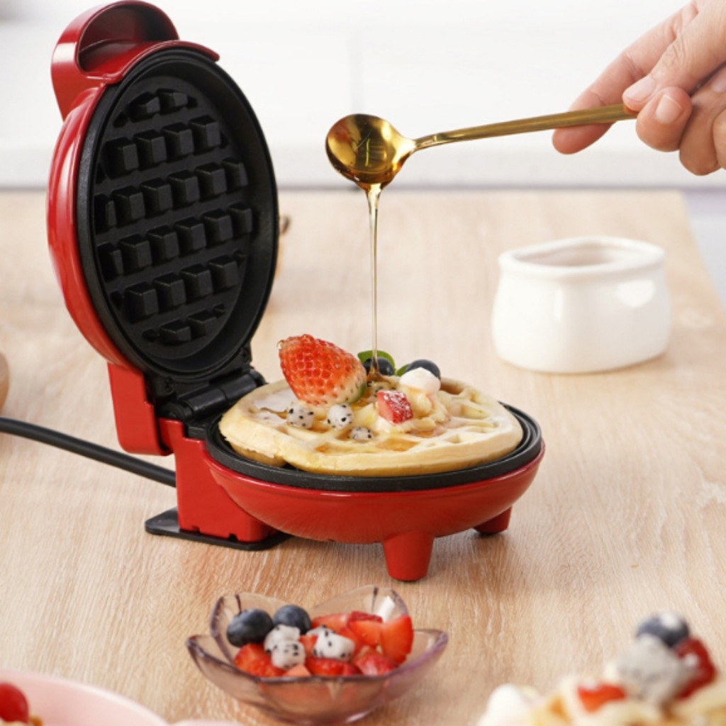 MINI MAQUINA WAFFLE ELETRICA PARA CAFE DA MANHA EAT GOOD 110V COR VERMELHA APENAS