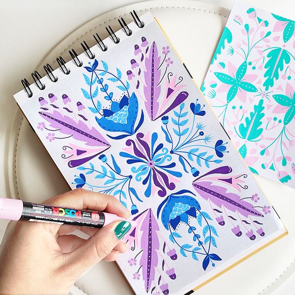 Botanical Folk art with Posca Pens