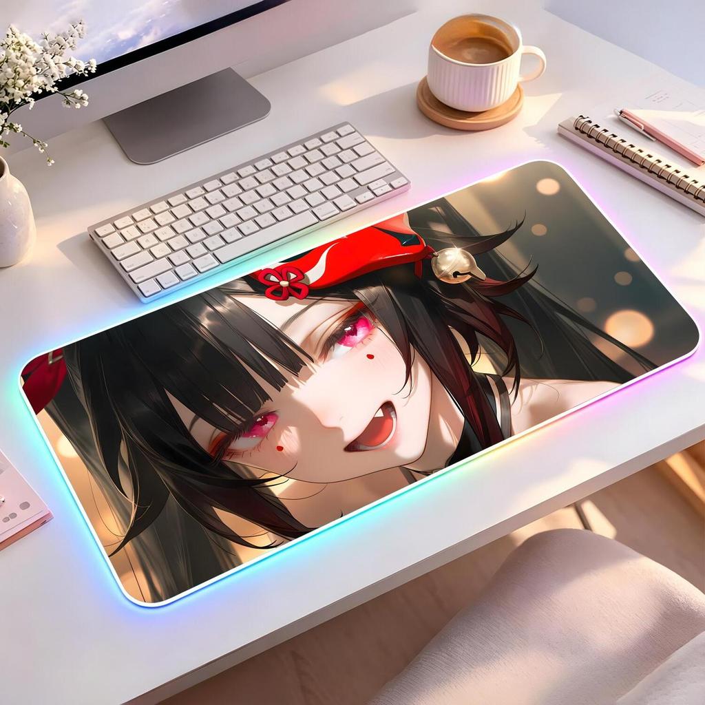 XXL RGB Gaming Mouse Pad Grande Mousepad Teclado Gamer Honkai Estrela Ferroviário Brilho Portátil Tapete De Mesa RGBMous