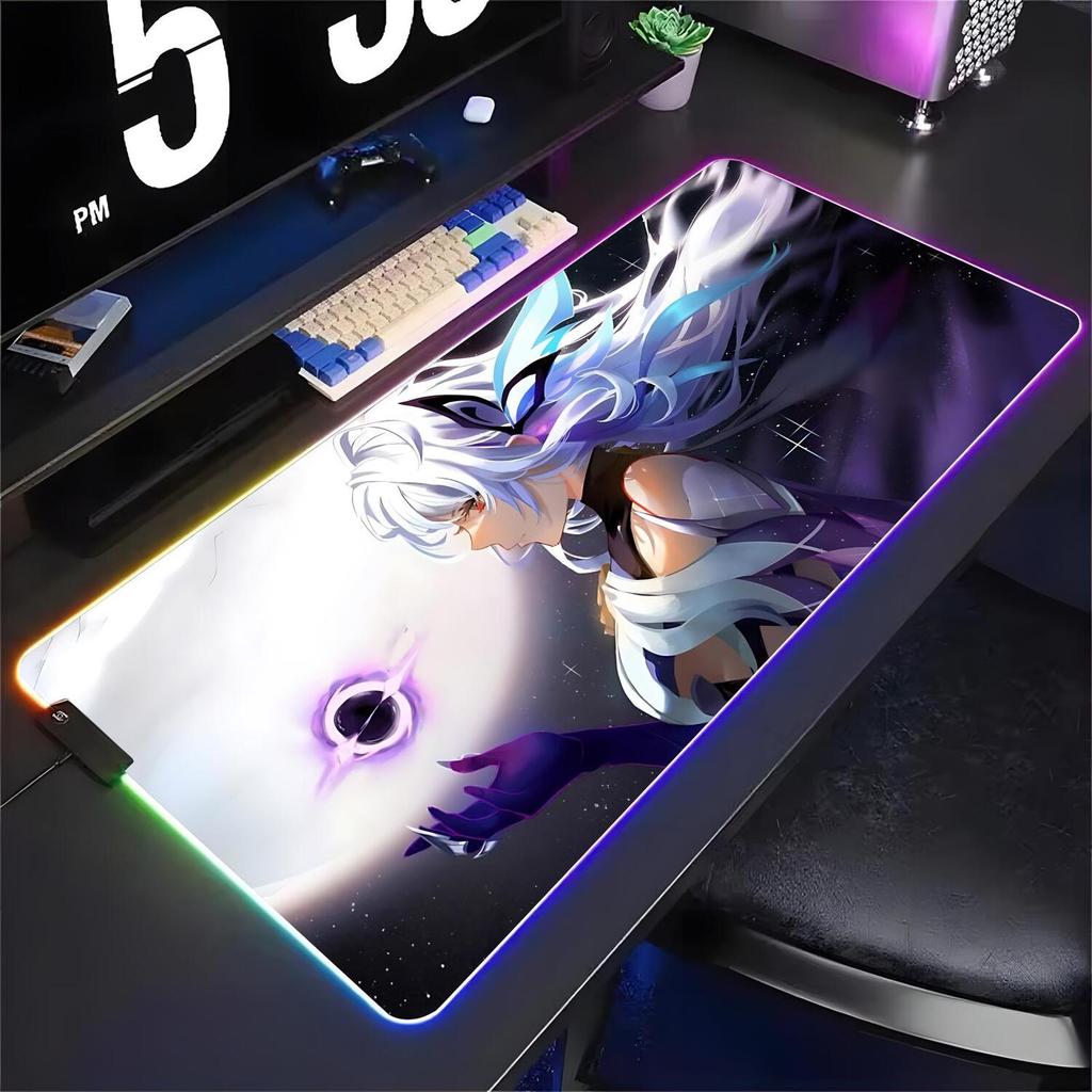 Genshin Impacto Skirk XXL RGB Gaming Mouse Pad Grande Mousepad Teclado Gamer Portátil Tapete De Mesa RGBMouse Esteiras