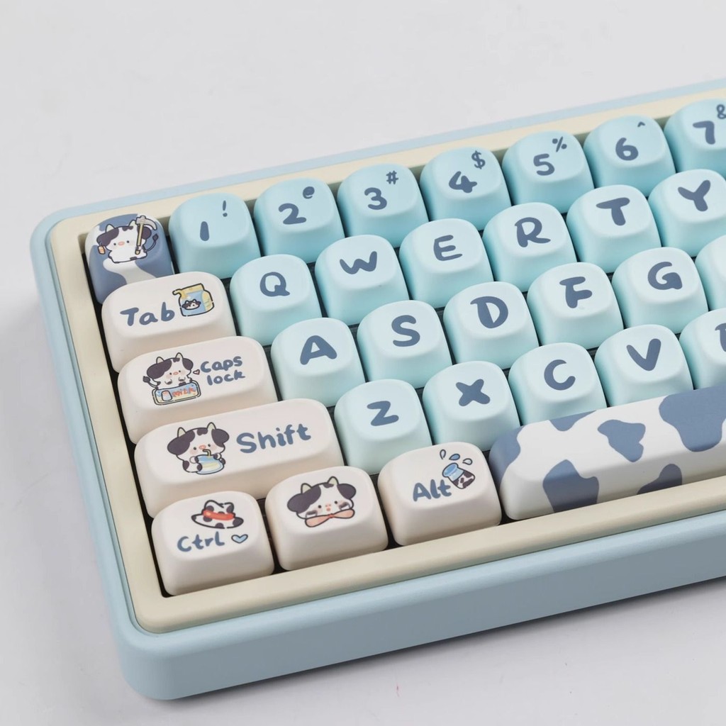 Conjunto De Teclas PBT Dye-Sub De Vaca Lácteo Gradual 143-Key
