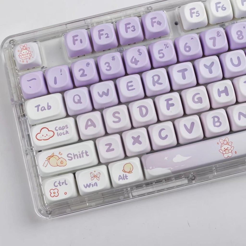 Conjunto De Teclas Purple Gradient Rabbit MOA Profile Dye-Sub PBT 143-Key
