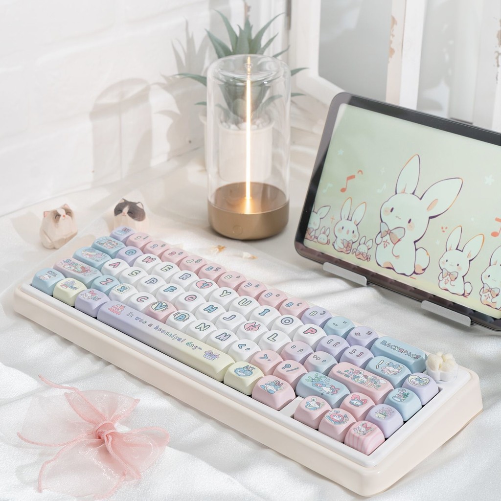 Conjunto De Teclas Peach Rabbit Coconut MOA Profile Dye-Sub PBT 131-Key