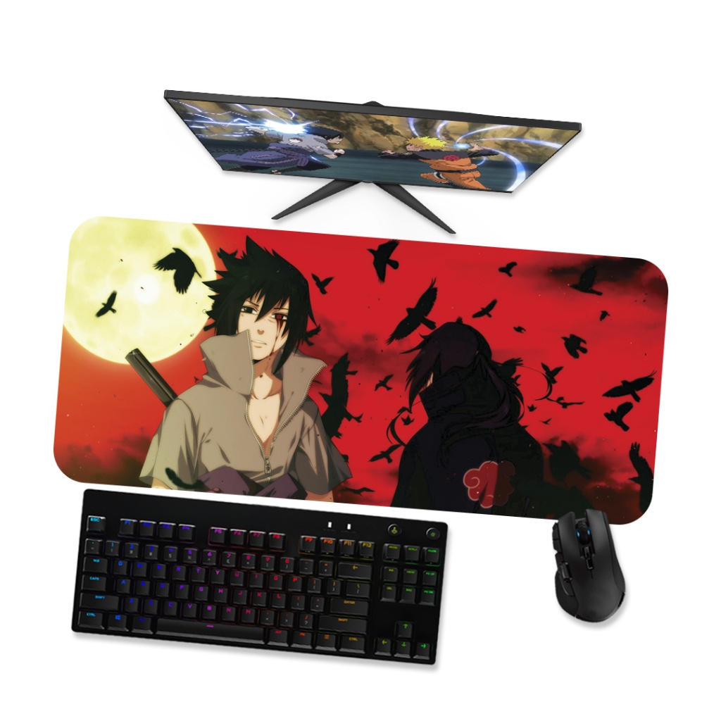 Mouse Pad Gamer Grande Naruto  Itachi e Sasuke Uchiha 2 90x40 80x40 60x40 70x30 45x40