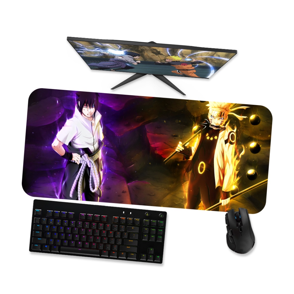 Mouse Pad Gamer Grande Naruto e Sasuke 2 90x40 80x40 60x40 70x30 45x40