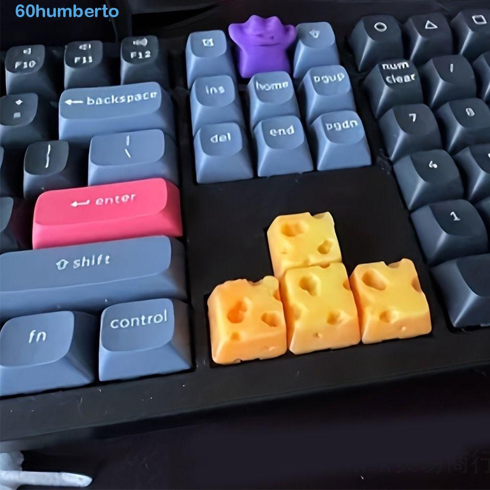 HUMBERTO 4pcs Chese Cake Keycap , Impressão 3D Universal Cheese Artisan Bonito Design Criativo Personalidade Engraçada T
