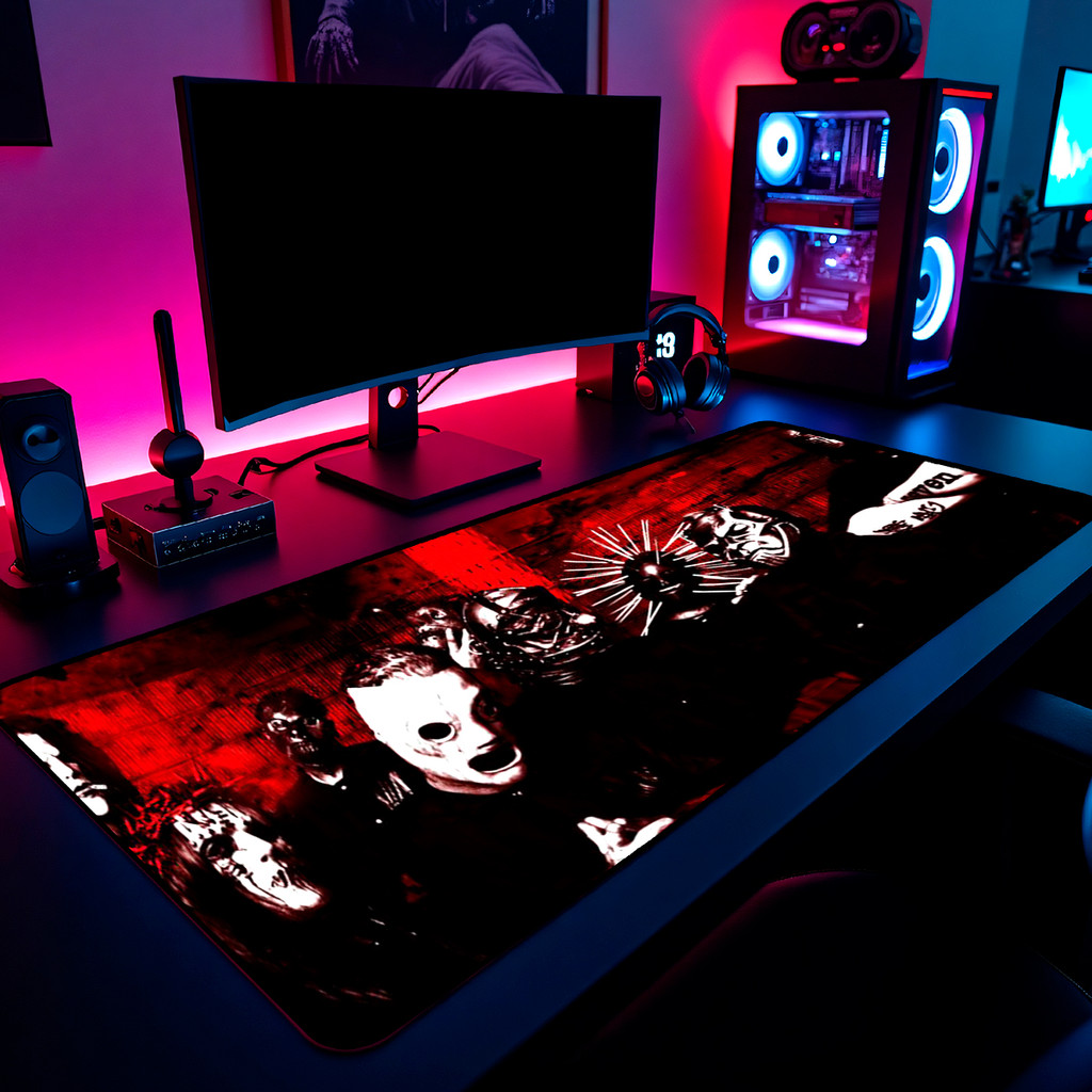 Mouse Pad Gamer Slipknot Rock Metal Band 65x30cm 80x40cm 90x50cm 120x60cm Borda Costurada