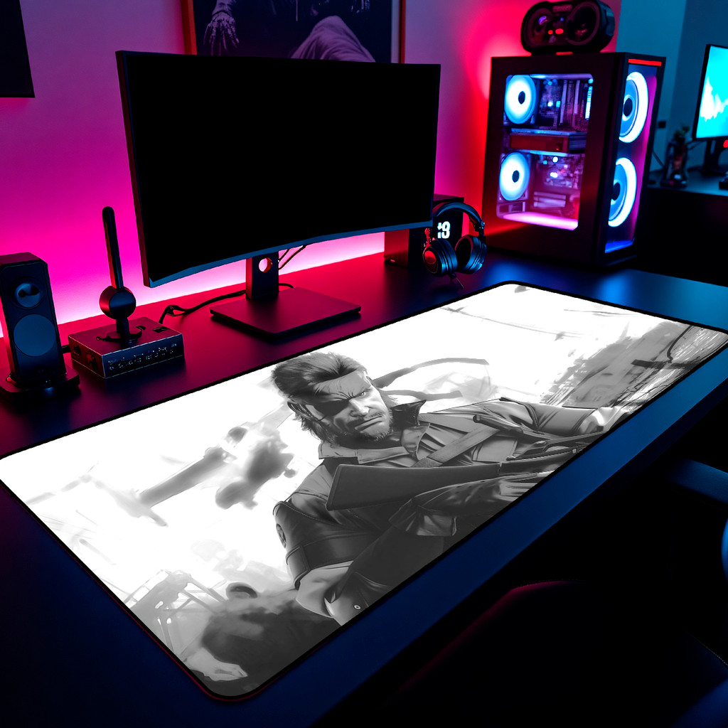 Mouse Pad Gamer Metal Gear Solid Snake 65x30cm 80x40cm 90x50cm 120x60cm Borda Costurada