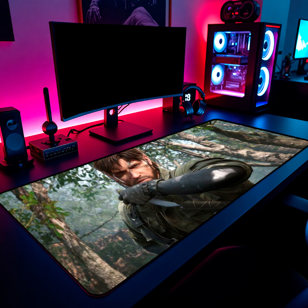 Mouse Pad Gamer Metal Gear Solid Snake Combat 65x30cm 80x40cm 90x50cm 120x60cm Borda Costurada