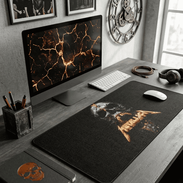 Mousepad Caveira Rock Metal Metlic Gamer Grande Estilo Hardcore Durável Confortável