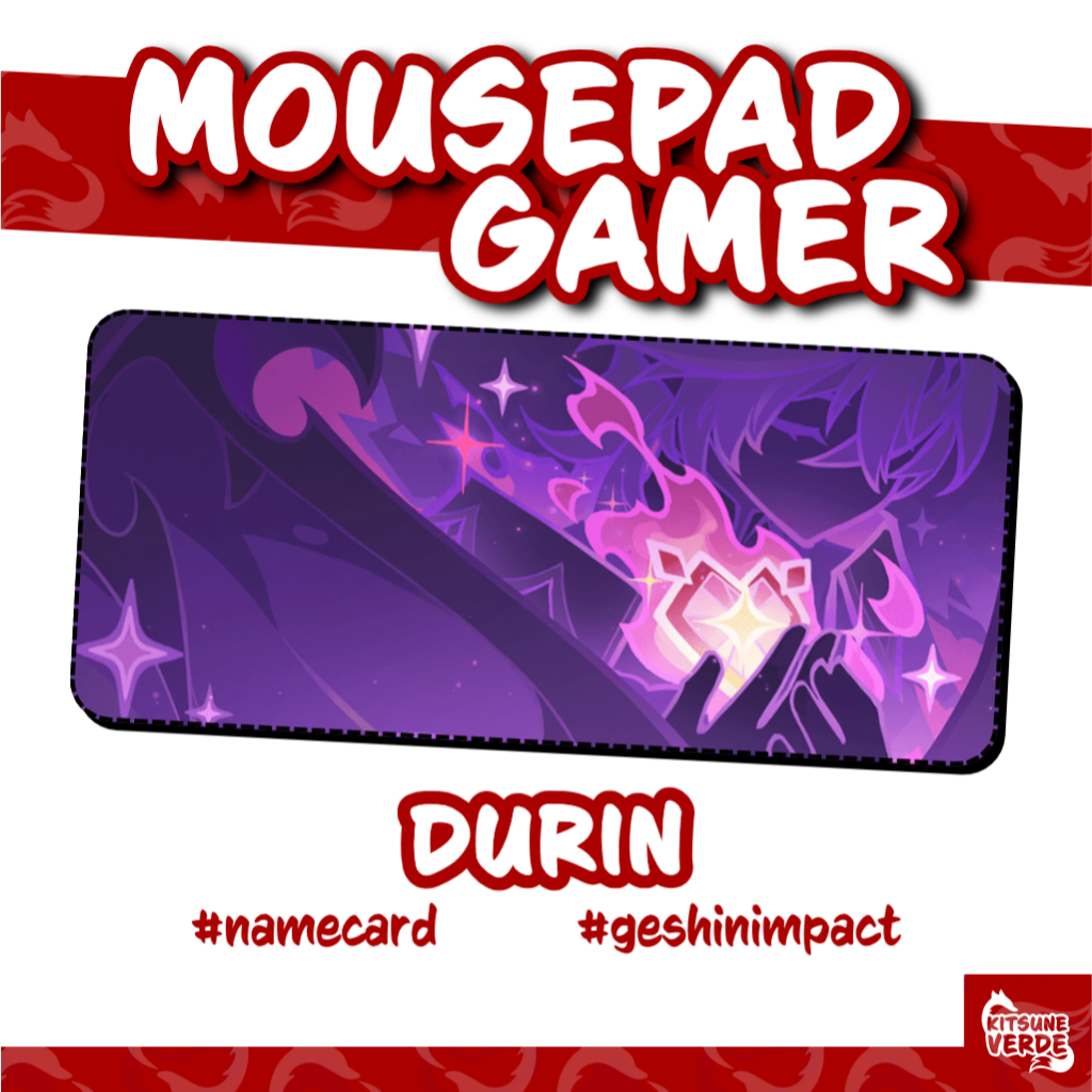 Mouse Pad Gamer - Namecard Pyro - Genshin Impact - 90x40 - 80x40 - 70x30 - 60x40 - 40x45 cm