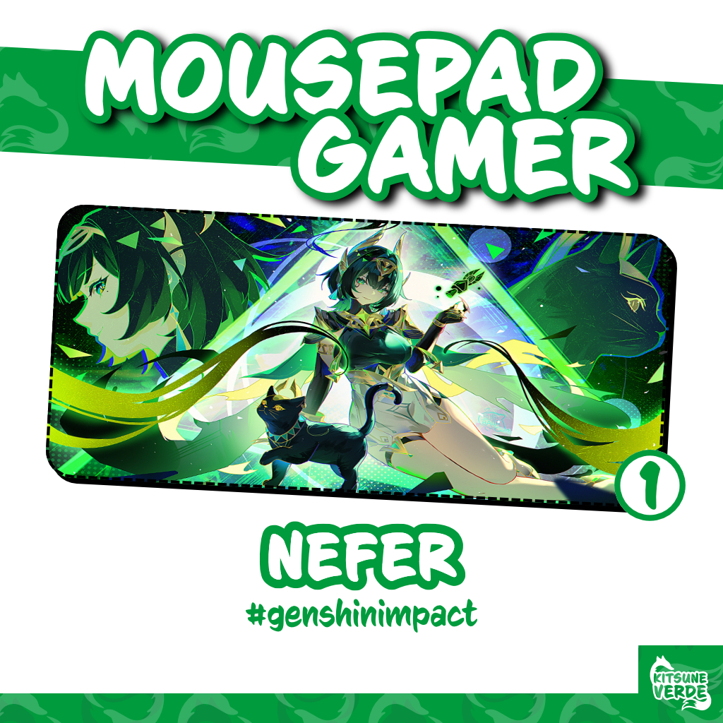 Mouse Pad Gamer - Nefer - Genshin Impact - 90x40 - 80x40 - 70x30 - 60x40 - 40x45 cm