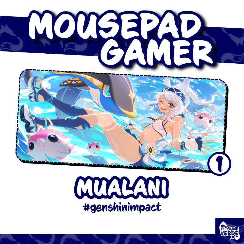 Mouse Pad Gamer - Mualani - Genshin Impact- 90x40 - 80x40 - 70x30 - 60x40 - 40x45 cm