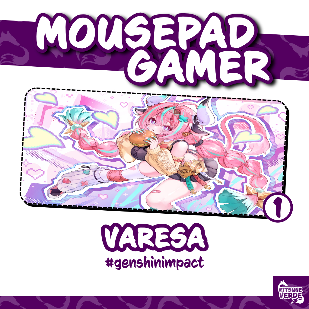 Mouse Pad Gamer - Varesa - Genshin Impact- 90x40 - 80x40 - 70x30 - 60x40 - 40x45 cm