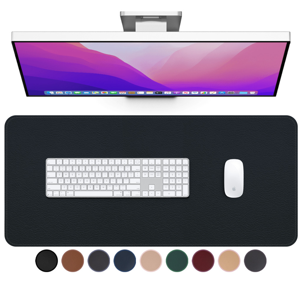 Deskpad Mousepad 90x40cm Preto Couro Ecológico Antiderrapante Ergonômico Profissional Para Mesa
