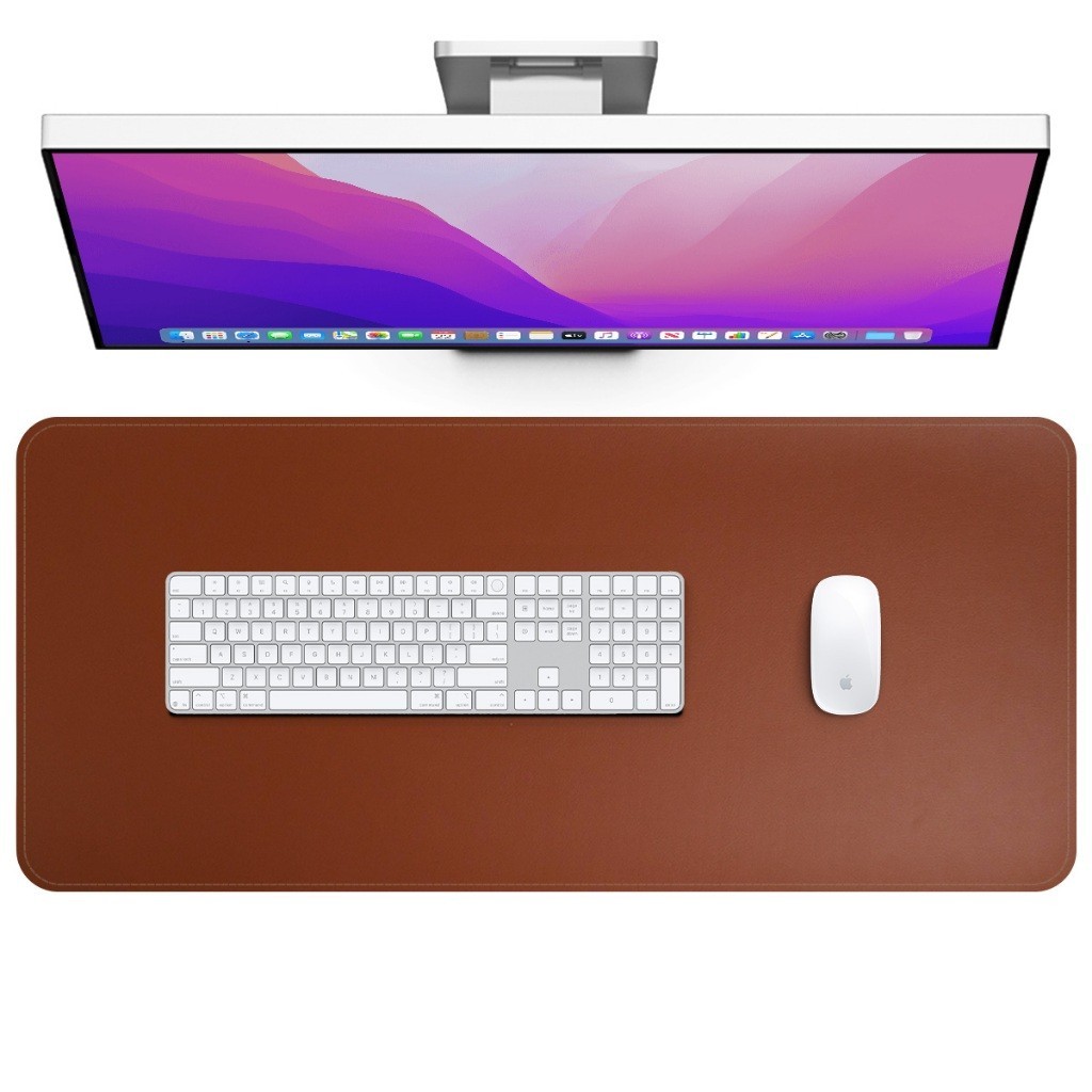 Deskpad Couro Preto 90x40cm Antiderrapante Costura Premium Alta Qualidade Mouse Pad Ergonômico