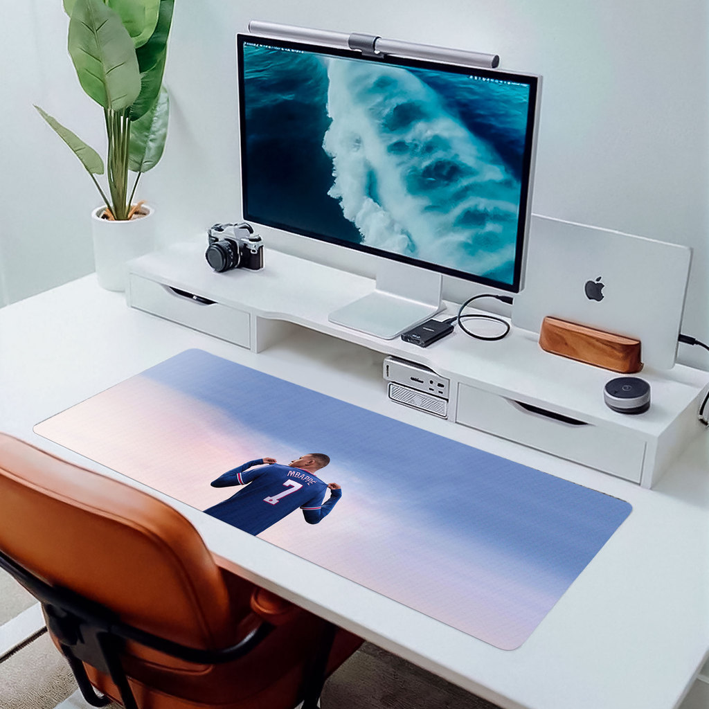 MousePad Grande RGB Mbappé FIFA 22 Futebol Gamer PSG Craque Futebolista Desk Mat Grande XL