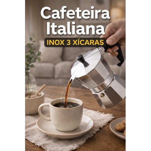 Cafeteira Italiana Inox 3 Xícaras Café Espresso Tradicional Compacta Durável