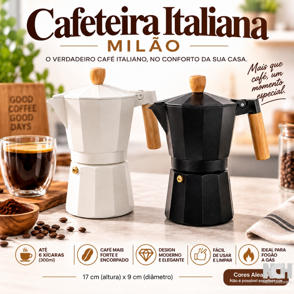 Cafeteira Italiana Milano Espresso Lux 300ml 6 Xícaras Moka Café Expresso Fogão | Sortido