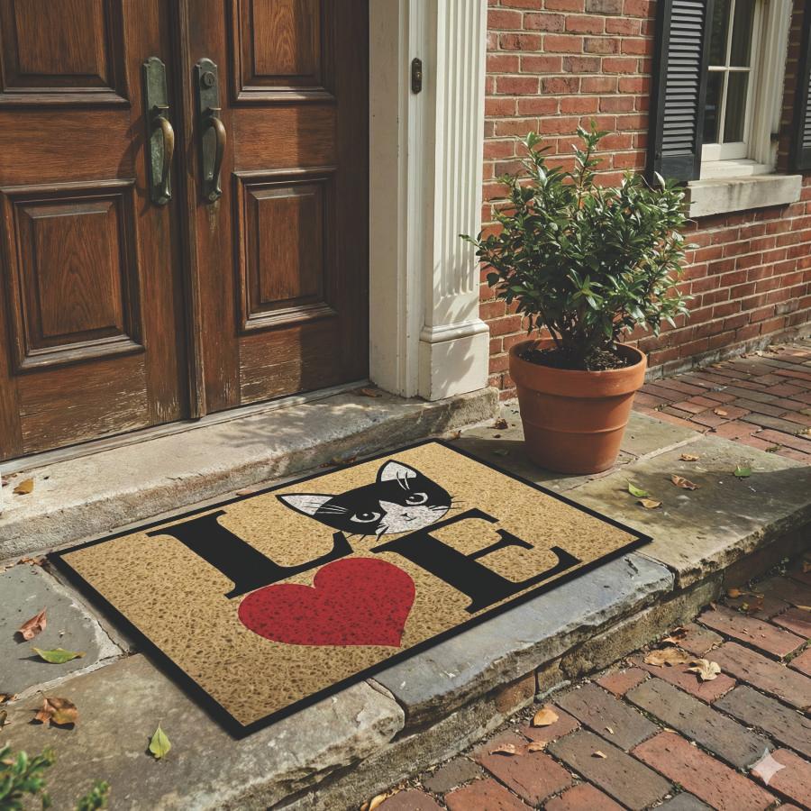Tapete Capacho Love Gato Cat 60x40 alt