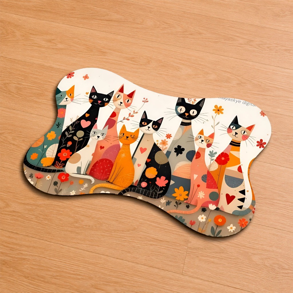 Tapete Pet Estampado para Comedouro gatinhos cats novidades