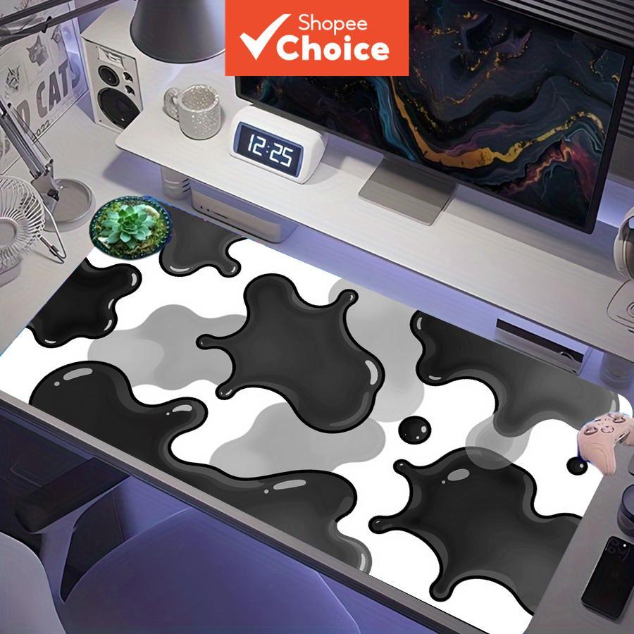 Mouse Pad Gamer 3D com Efeito de Respingo de Tinta Preta, Tamanho XXL, Extendido