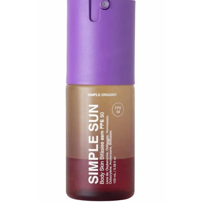 Body Skin Simple Organic Fluido Bifasico Com Fps 50 100ml