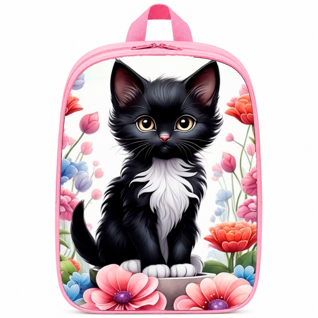 Mochila pequena cor de rosa escolar creche estampas femininas fofos gatinhos cats crianças