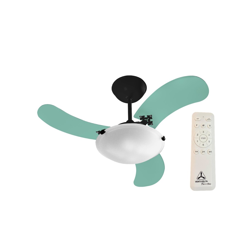 Ventilador de Teto Venti-Delta Inverter Space Preto 3 Pás Verde Bivolt