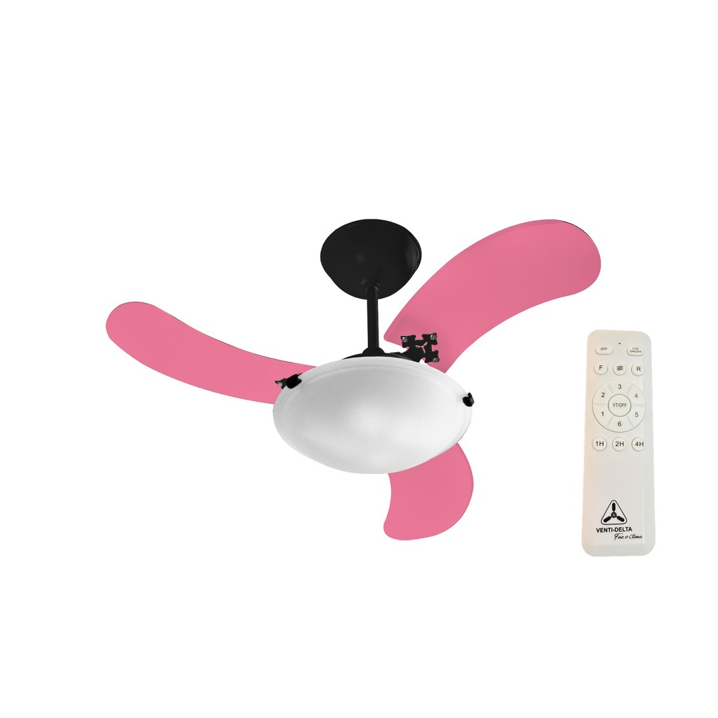 Ventilador de Teto Venti-Delta Inverter Space Preto 3 Pás Rosa Bivolt