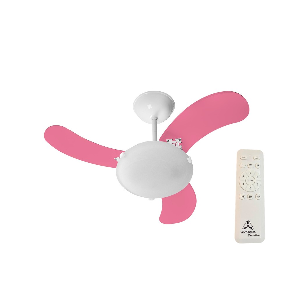 Ventilador de Teto Venti-Delta Inverter Space Branco 3 Pás Rosa Bivolt