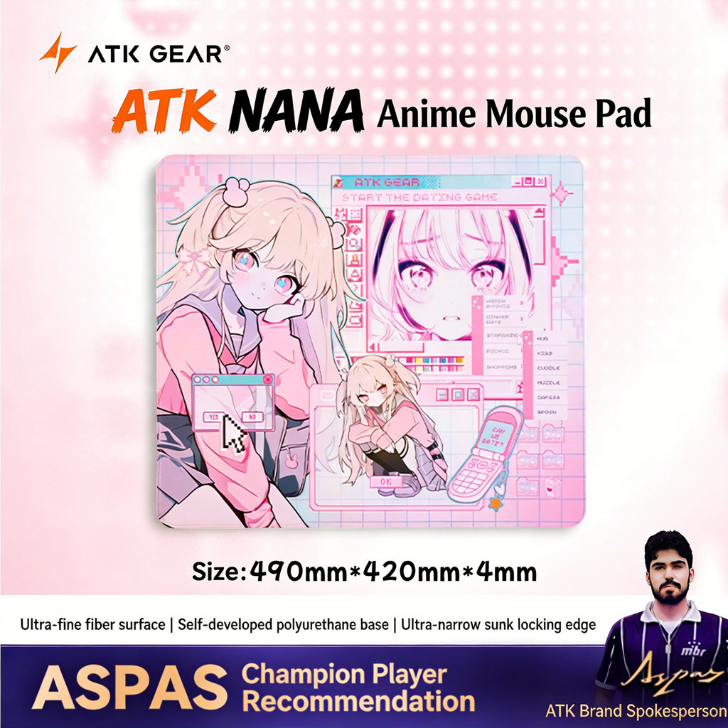 ATK NANA Anime Mouse Pad 490x420x4mm Microfibra Equilíbrio Neutro Tapete De Jogos Bordas Costuradas Na Pia Para FPS Valo
