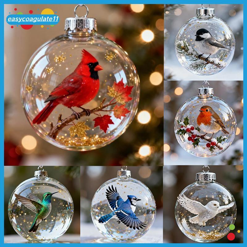 EASYC Nature's Birds Clear Hummingbird Bola De Enfeite De Árvore De Natal Para Decoração De Casa BR